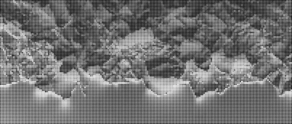 Black and white halftone pattern with circular dots of varying sizes and den 库存插图