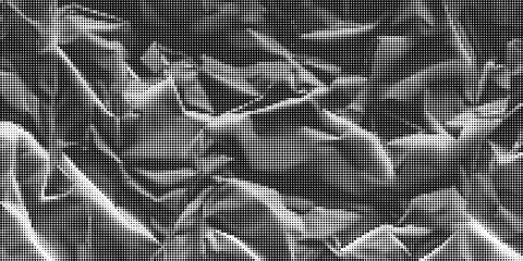 Black and white halftone pattern with dense circular dots forming a textured Illustrazione stock