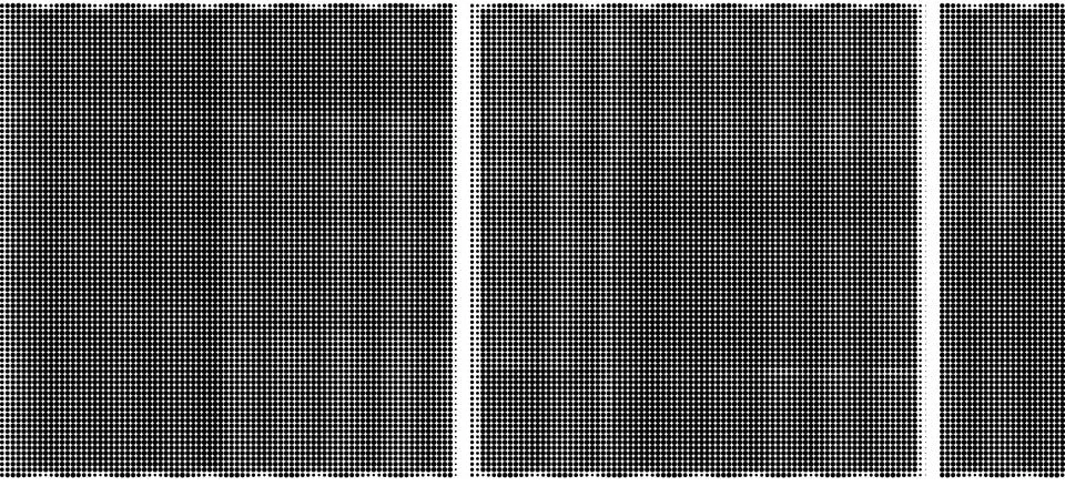 Black and white halftone pattern with dense circular dots on white backgroun Illustrazione stock