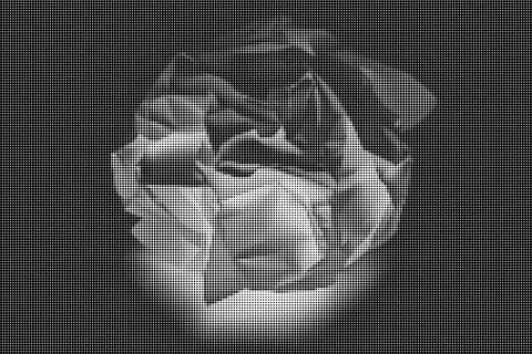 Black and white halftone pattern with dense dot grid and subtle gradient tra Illustrazione stock