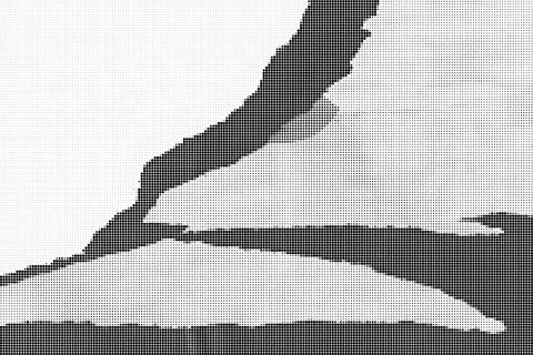 Black and white halftone pattern with dense geometric shapes and irregular d イラスト素材