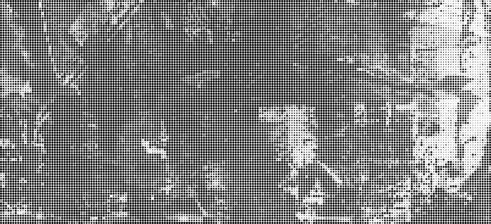 Black and white halftone pattern with diagonal grid lines and scattered dots 库存插图
