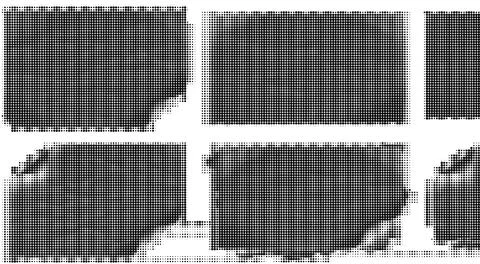 Black and white halftone pattern grid with geometric dot density variations  스톡 일러스트