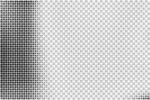 Black and white halftone pattern with square dots and gradient transition effect Stock Illustration