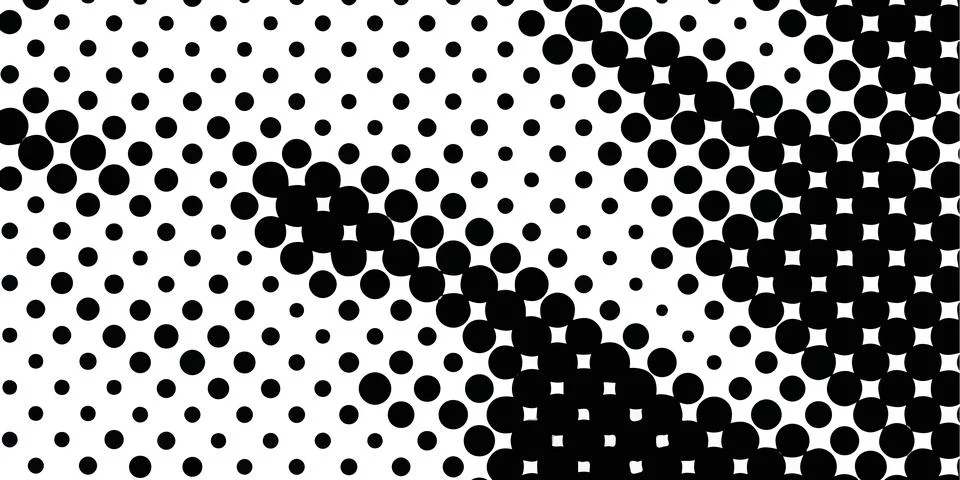 Black and white halftone pattern background graphic resource with dot matrix Stock Illustration