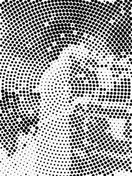 Black and white halftone pattern portrait illustration, optical illusion gr.. Stock Illustration