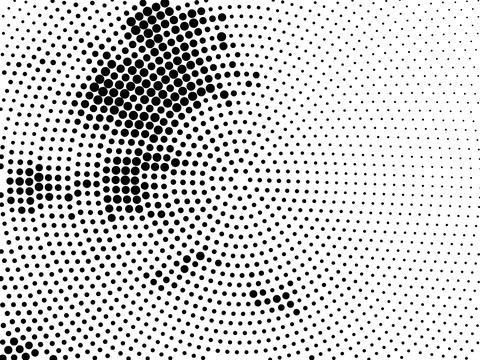 A black and white halftone pattern with circular dot gradients isolated on .. Illustrazione stock