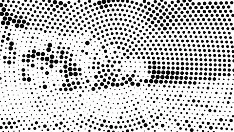 A black and white halftone pattern background with concentric dots in a swi.. Stock Illustration