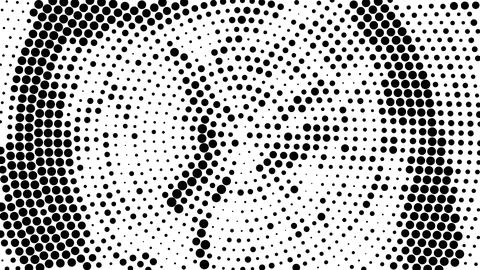 A black and white halftone pattern background with circular dot gradients i.. Illustrazione stock