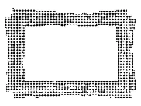 Black and white halftone rectangular frame design element. Stock Illustration