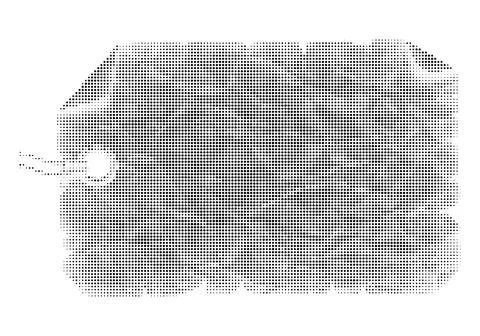 Black and white halftone tag shape with distressed texture for creative lab.. Stock Illustration