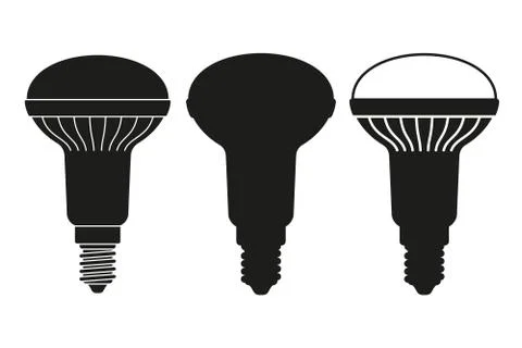Black and white halogen bulb set Stock Illustration
