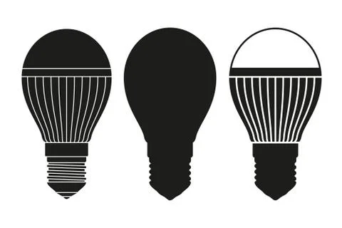 Black and white halogen light bulb set Stock Illustration