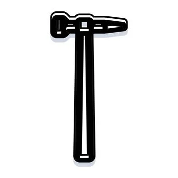 Black and white hammer tool flat icon design Stock Illustration