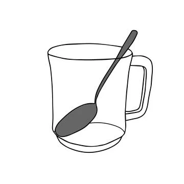 Black and white hand drawing outline vector illustration of a transparent empty Stock Illustration