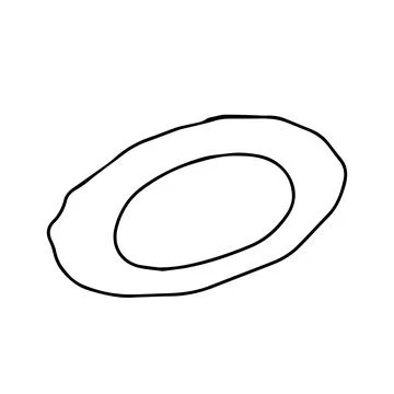 A Black and white hand drawing outline vector illustration of a plate isolate Stock Illustration