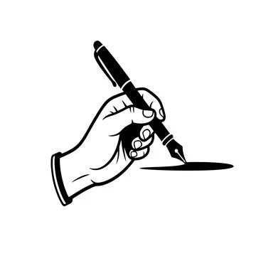 Black and white hand drawing writing with a pen icon graphic Stock Illustration