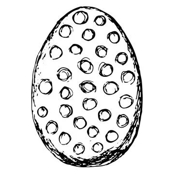 Black and white hand-drawn sketch of the easter egg with circle pattern Stock Illustration