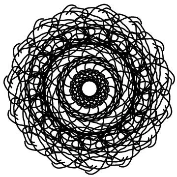 Black and White Hand Drawn Mandala for Coloring Pages, Coloring Books and Stock Illustration
