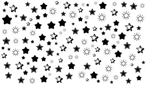 Black and white hand drawn star pattern background vector illustration with Stock Illustration