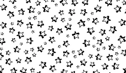 Black and white hand drawn star pattern background vector illustration with Stock Illustration