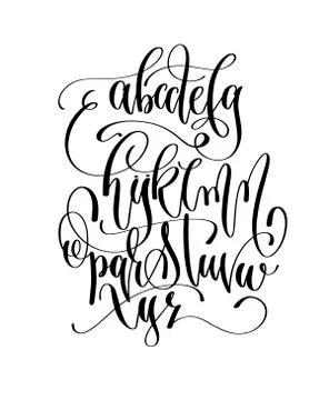 Black and white hand lettering alphabet design, handwritten brus Stockillustratie
