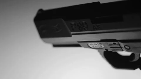 Black and White Handgun Muzzle Stock Footage 138453437