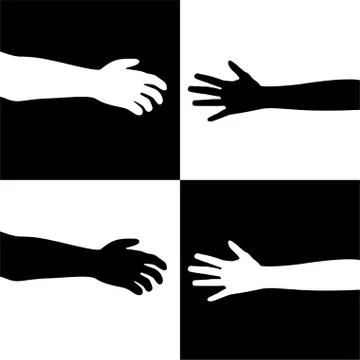Black and white hands Stock Illustration