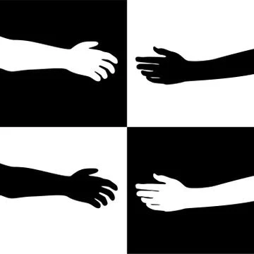 Black and white hands Stock Illustration