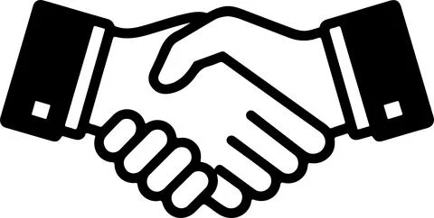 Black and white handshake icon showing a professional business deal or agre.. Stock Illustration