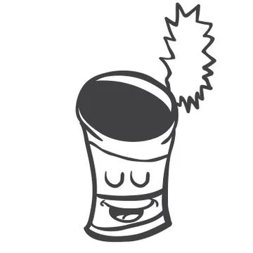Black and white happy empty can Stock Illustration