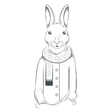 Black and white hare Stock Illustration