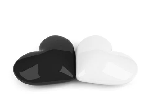 Black and white hearts lying on the white background Stock Illustration