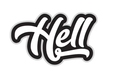 Black and white hell hand written word text for typography logo design Illustrazione stock