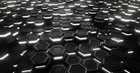 Black and White. Hexagon abstract background. hexagonal structure 3d illustra Illustrazione stock