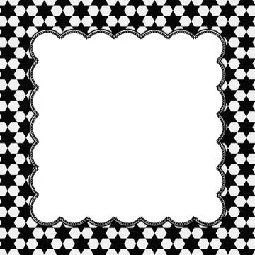 Black and White Hexagon Background with Embroidery Stock Illustration
