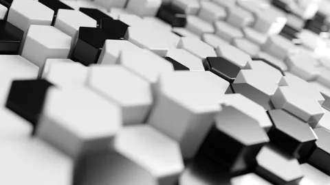 Black and white hexagonal background. Looped animation Stock Footage 276589534