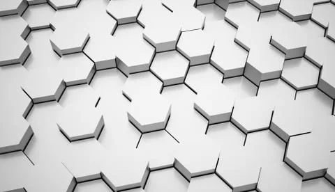 Black and white hexagonal background concept rendered Stock Illustration