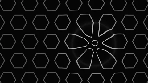 Black and white hexagonal grid loop creates seamless Stock Footage 341707138