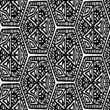 Black and white hexagonal seamless vector pattern Stock-Illustration