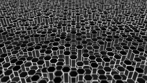 Black and white hexagonal shapes hi-tech pattern, abstract 3D rendering Stock Illustration