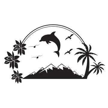 A black-and-white high-contrast silhouette with clean cut-out shapes illustra Stock Illustration