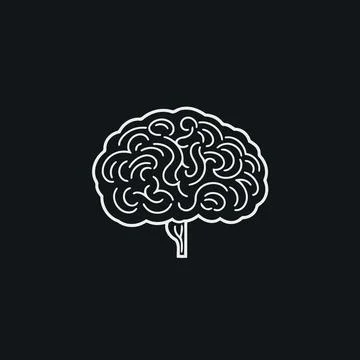 Black and white human brain logo Stock Illustration