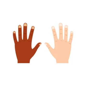 Black and white human hands together illustration. 스톡 일러스트
