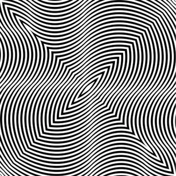 Black and white hypnotic illusion background, vector Stock Illustration