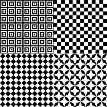 Black and White Hypnotic Psychedelic Background Collection Set Pattern. Vector Illustrazione stock