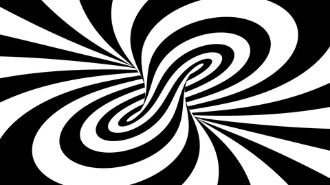 Black and white hypnotic spiral illusion of infinite Stock Footage 122280320
