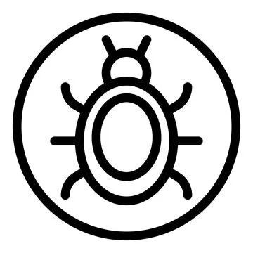 Black and white icon of a bug Illustrazione stock