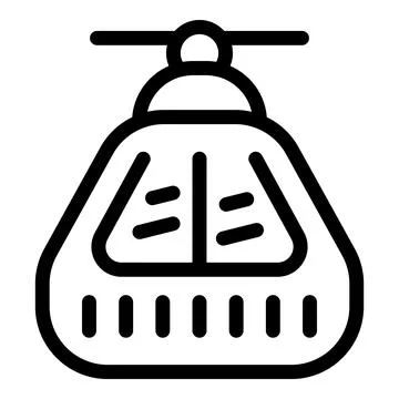 Black and white icon of a cable car Stock Illustration