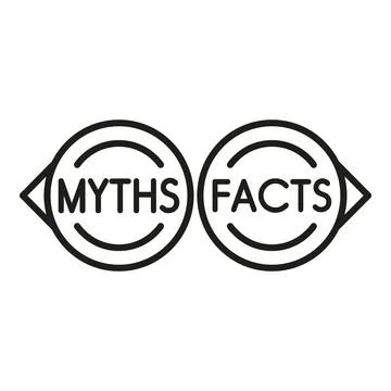 Black and white icon comparing myths and facts Illustrazione stock